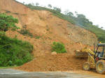 Clearing a landslide on the road to Bogota