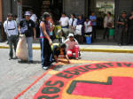 More street decorations for El Senor de los Milagros